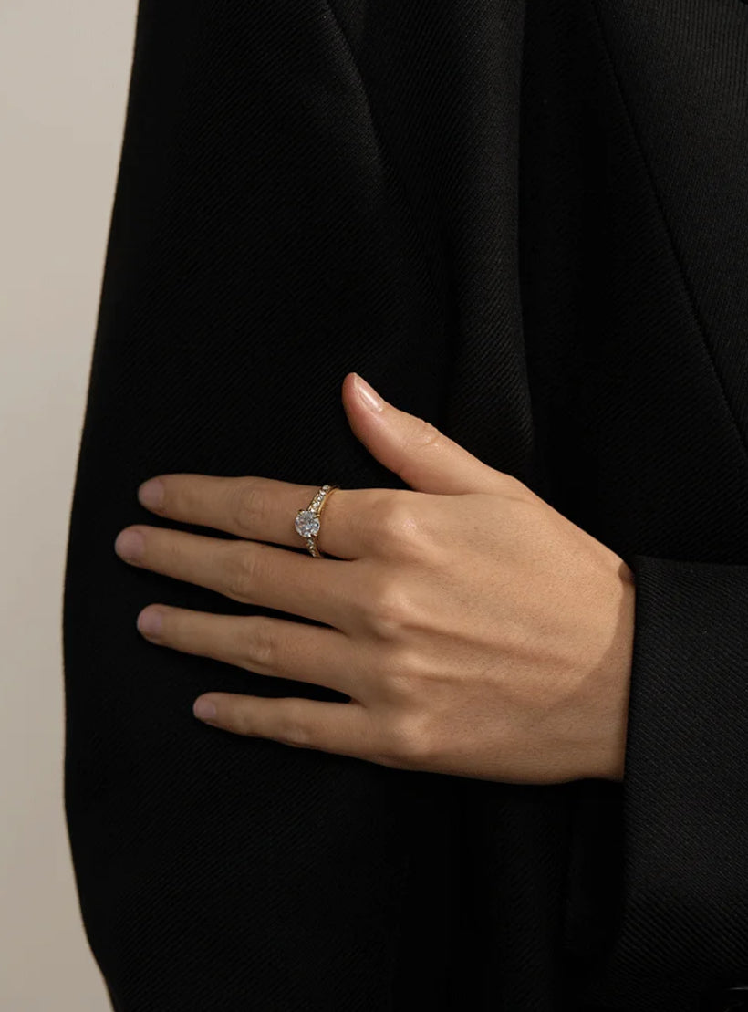 Lucia Cubic Zirconium Stone Ring Stainless Steel Non Tarnish Unbranded