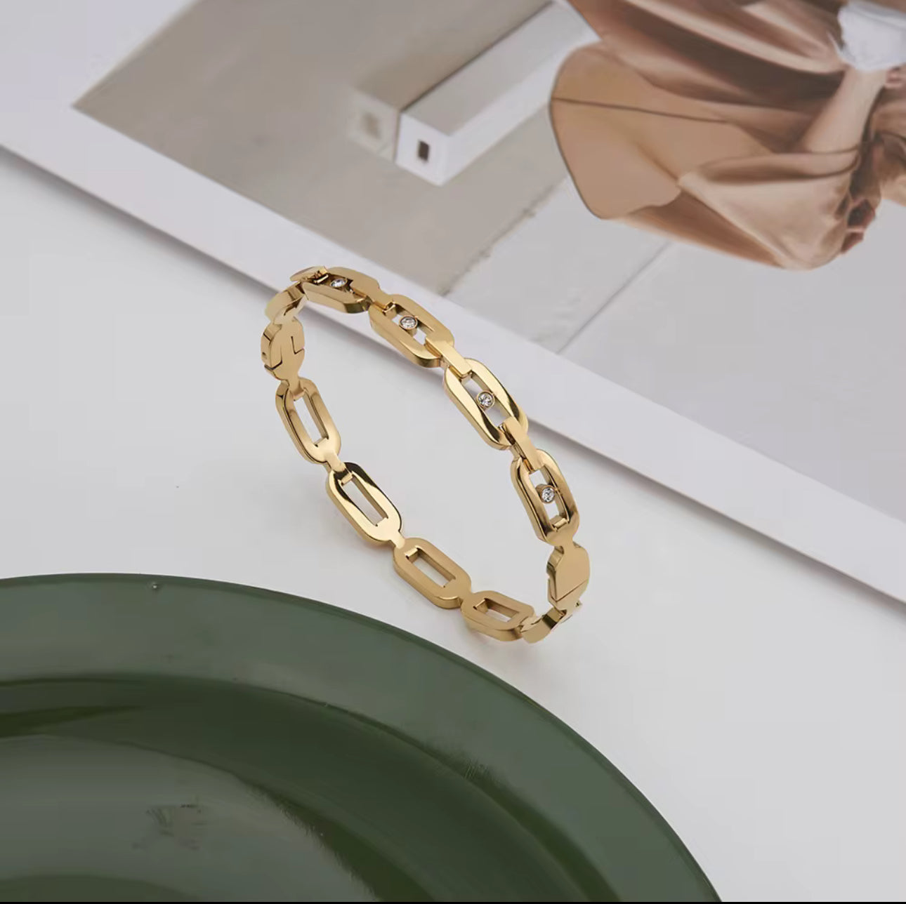 Amaya Zirconia Gold Bangle Unbranded
