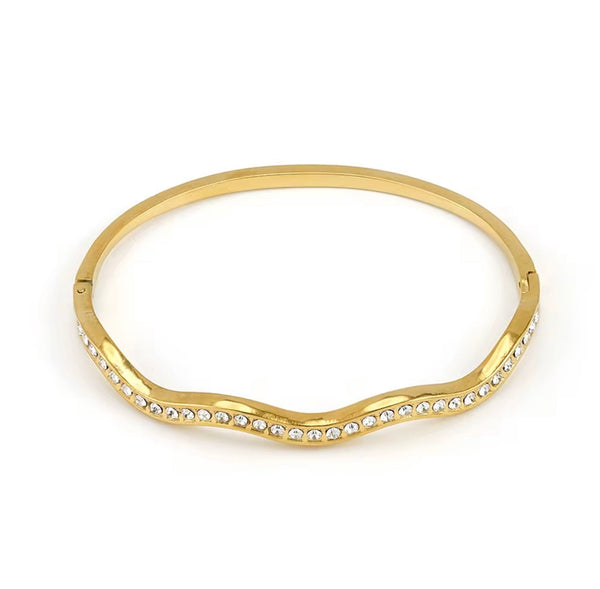 Wave Stone Gold Bangle Non Tarnish Unbranded