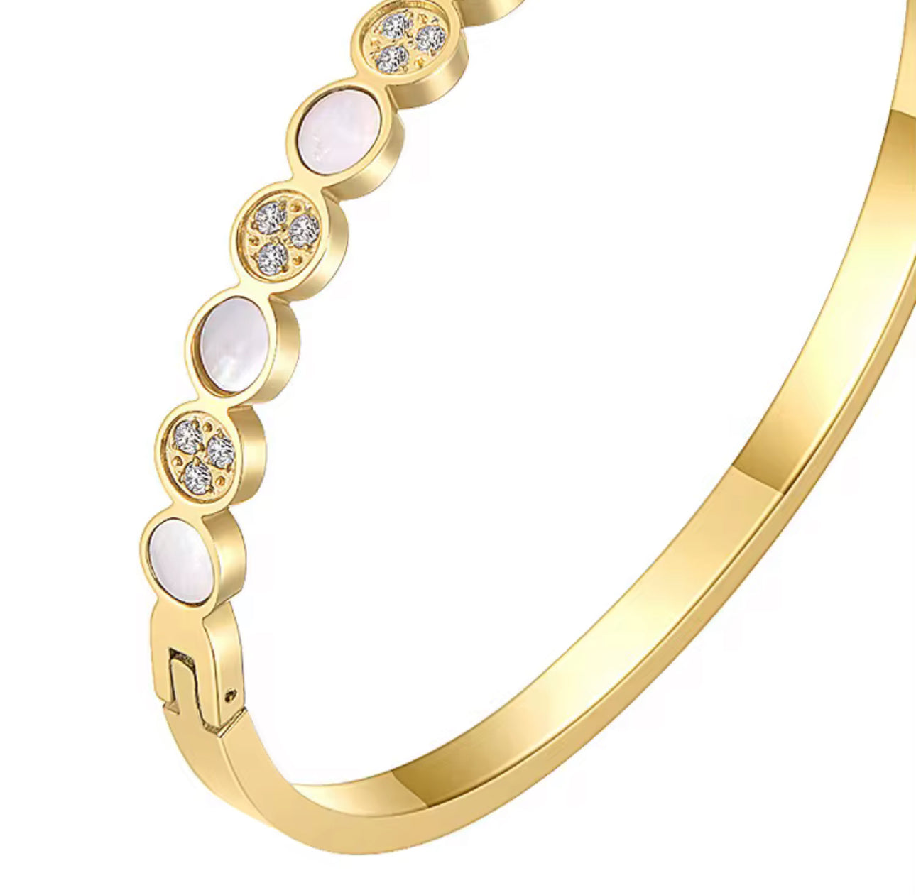 Haneen Gold Bangle Mother Of Pearl Non Tarnish Unbranded