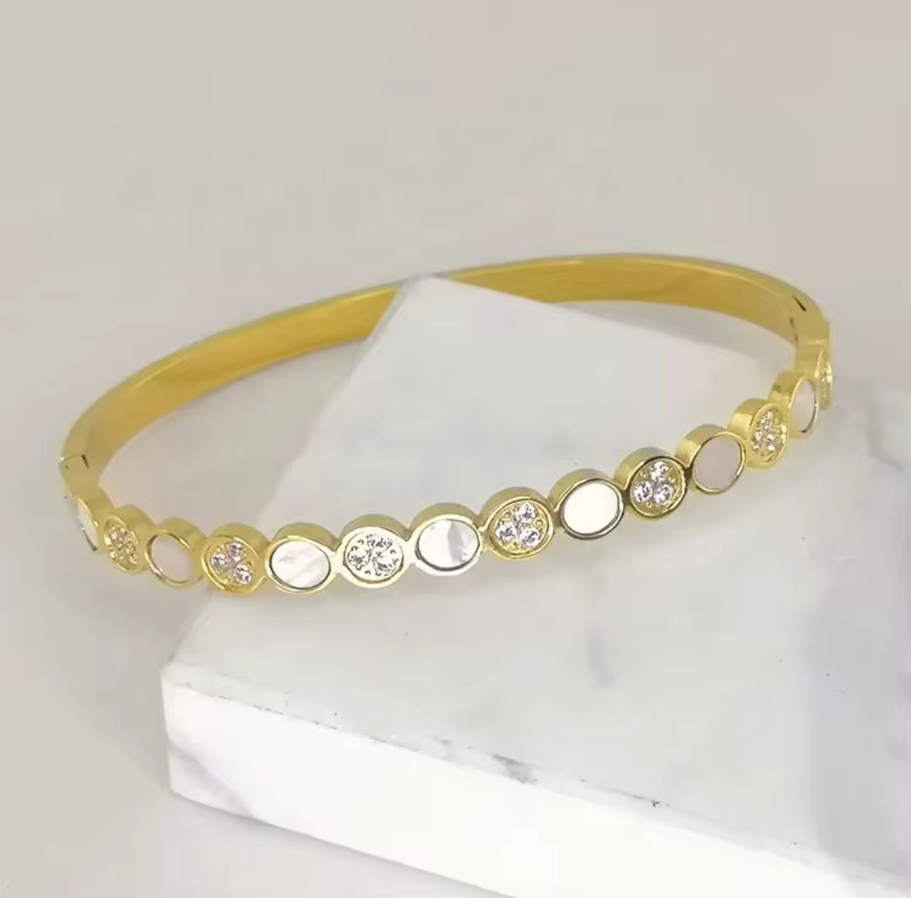 Haneen Gold Bangle Mother Of Pearl Non Tarnish Unbranded