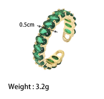 Aurora Adjustable Cubic Zirconium Ring Green Pink White Stone Stainless Steel Unbranded
