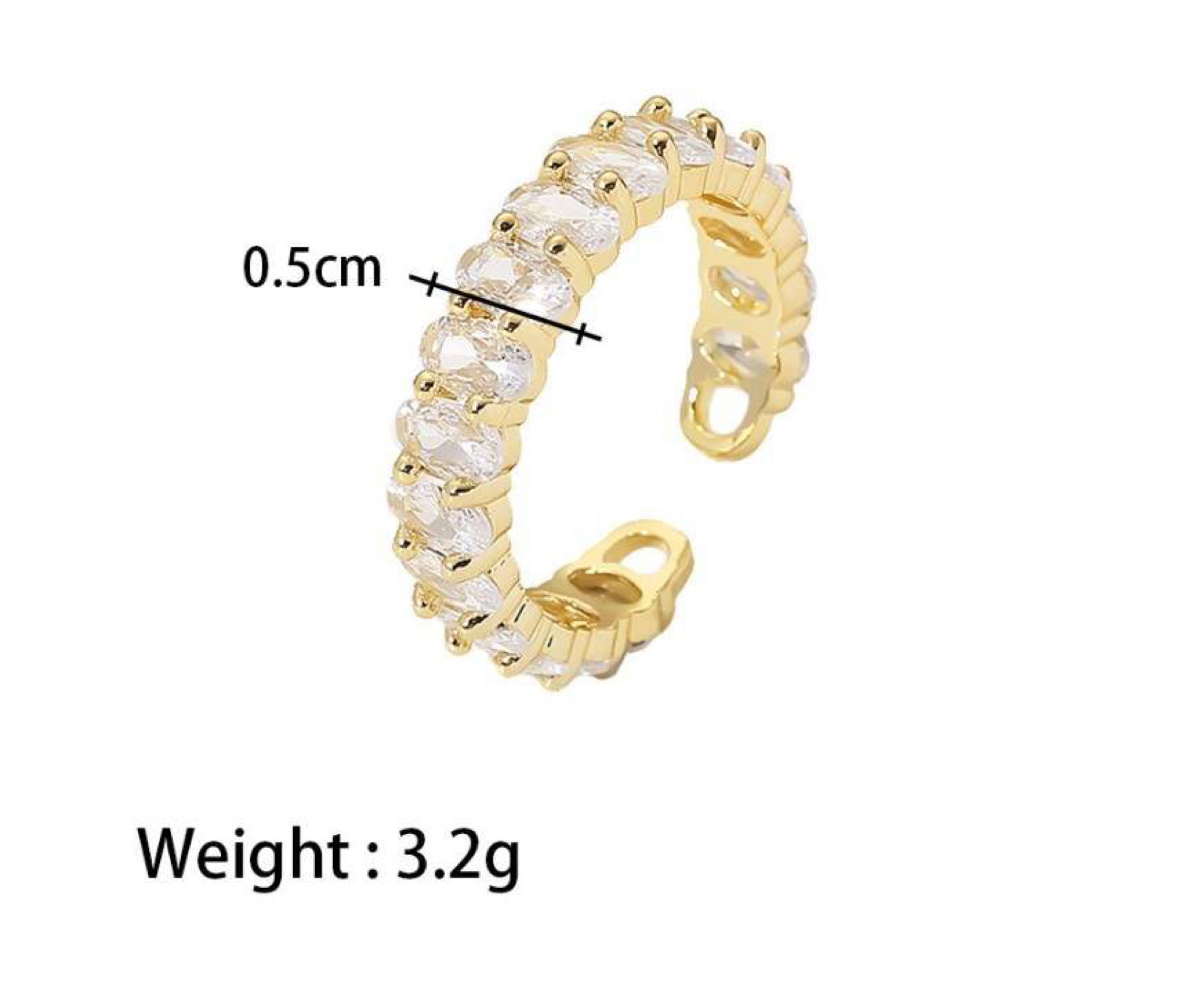 Aurora Adjustable Cubic Zirconium Ring Green Pink White Stone Stainless Steel Unbranded