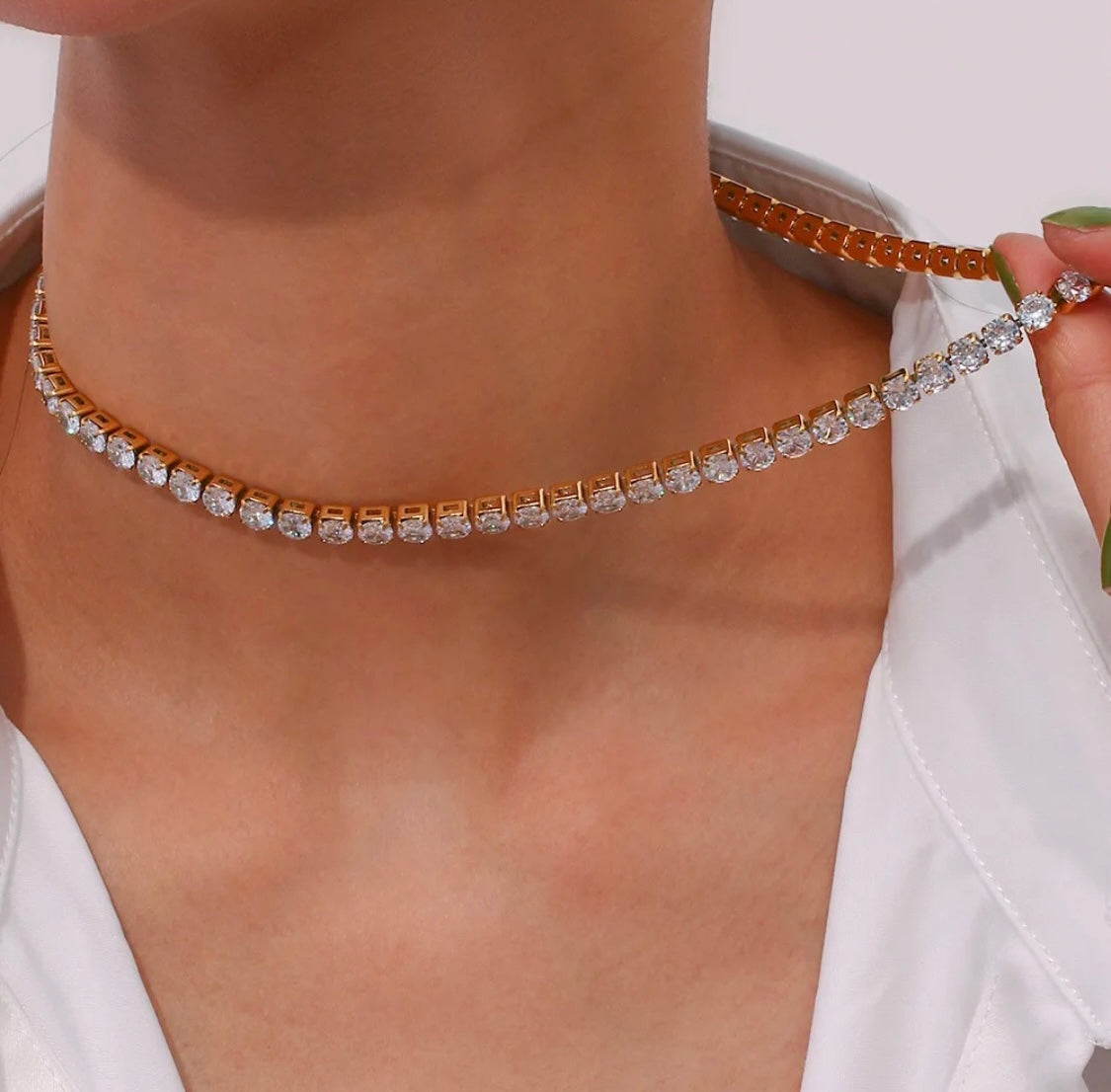 Kayla Cubic Zirconium Stones Necklace Stainless Steel Non Tarnish Unbranded