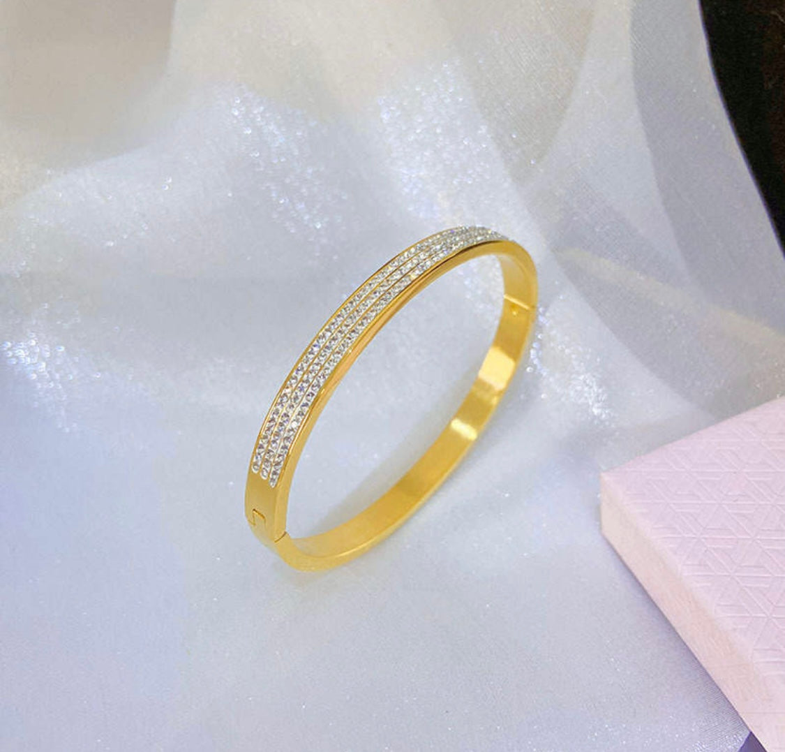 Alice Stone Bangle Stainless Steel Non Tarnish UrbanFunkUK