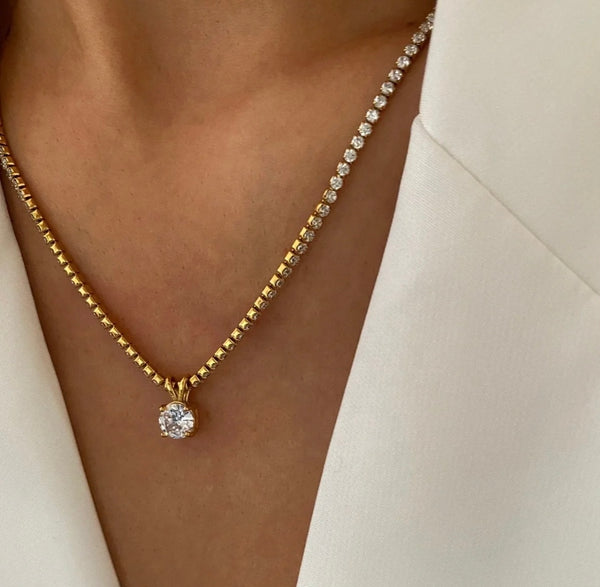 Carina Tennis Necklace Stainless Steel Non Tarnish Unbranded