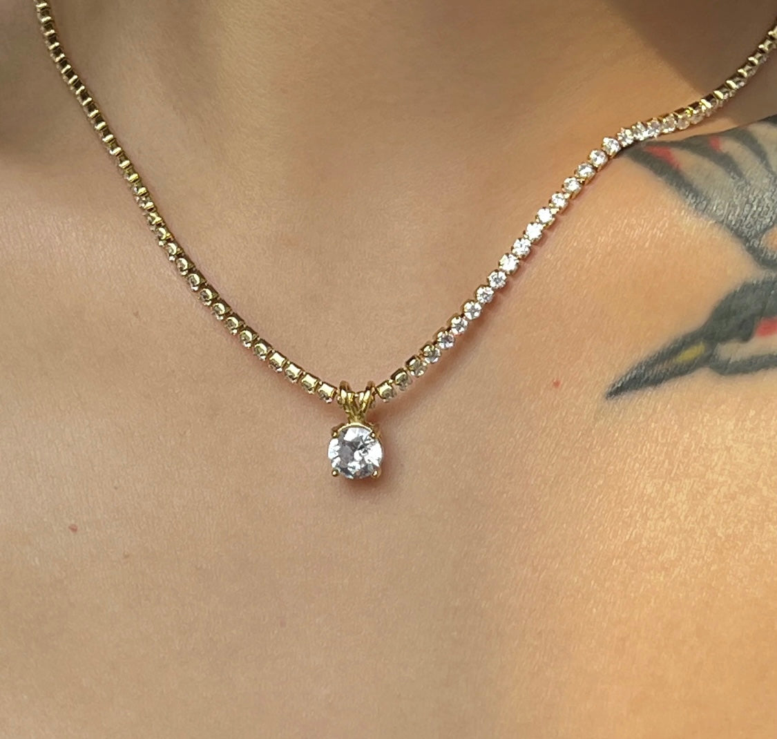 Carina Tennis Necklace Stainless Steel Non Tarnish Unbranded