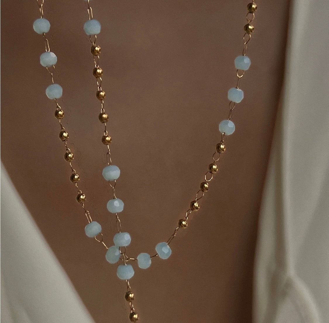 Jade Stone Beaded Necklace Stainless Steel Non Tarnish Unbranded