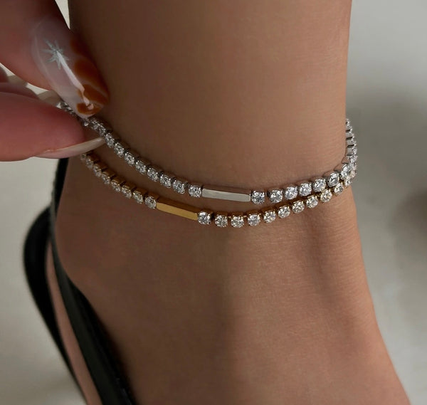 Tennis Bar Anklet Stainless Steel Non Tarnish Unbranded