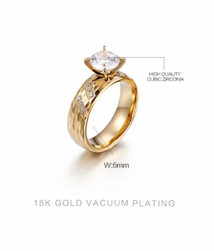 Anastasia Cubic Zirconium Stone Ring Stainless Steel Non Tarnish Unbranded