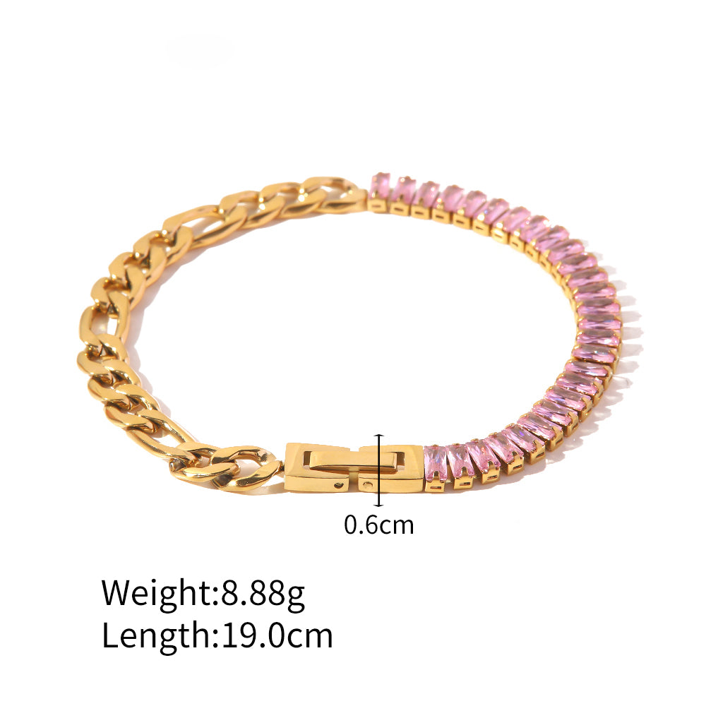 Valentina Pink Zirconia Necklace & Bracelet Set Stainless Steel Non Tarnish Unbranded