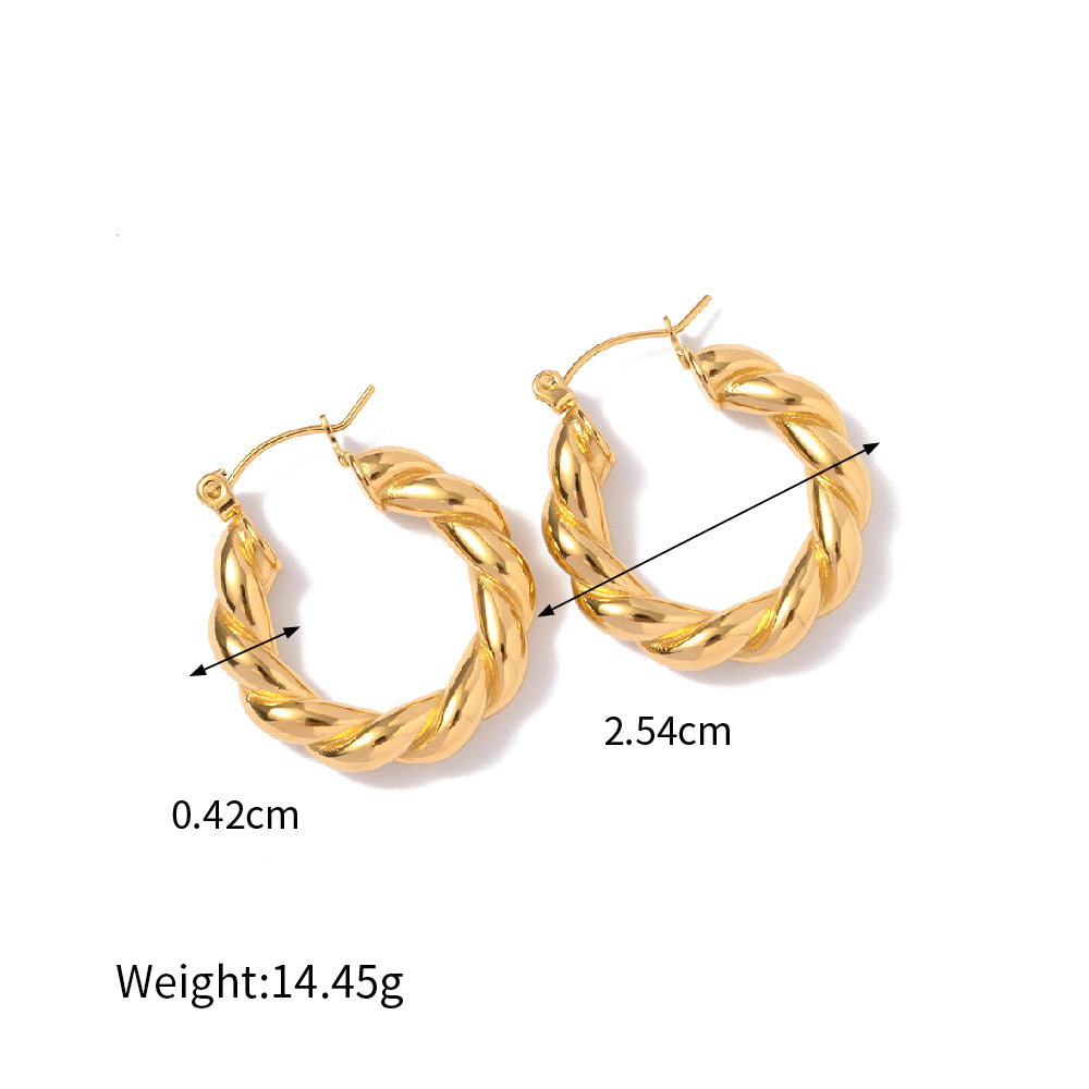 Naira Twisted Gold Stainless Steel Hoops Non Tarnish Unbranded