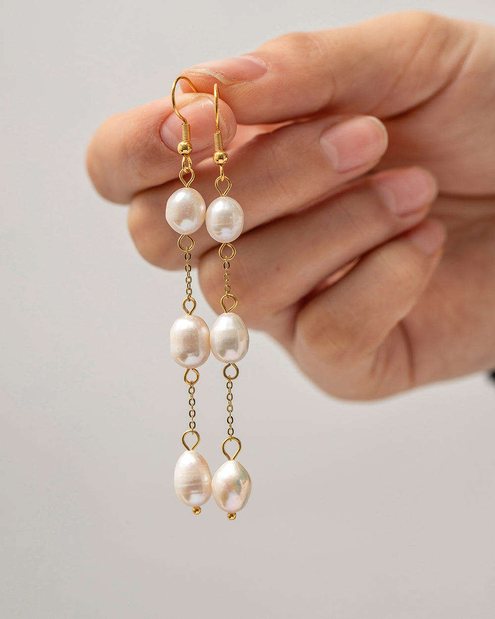 Pearl Drop Earrings Long Stainless Steel Non Tarnish Unbranded