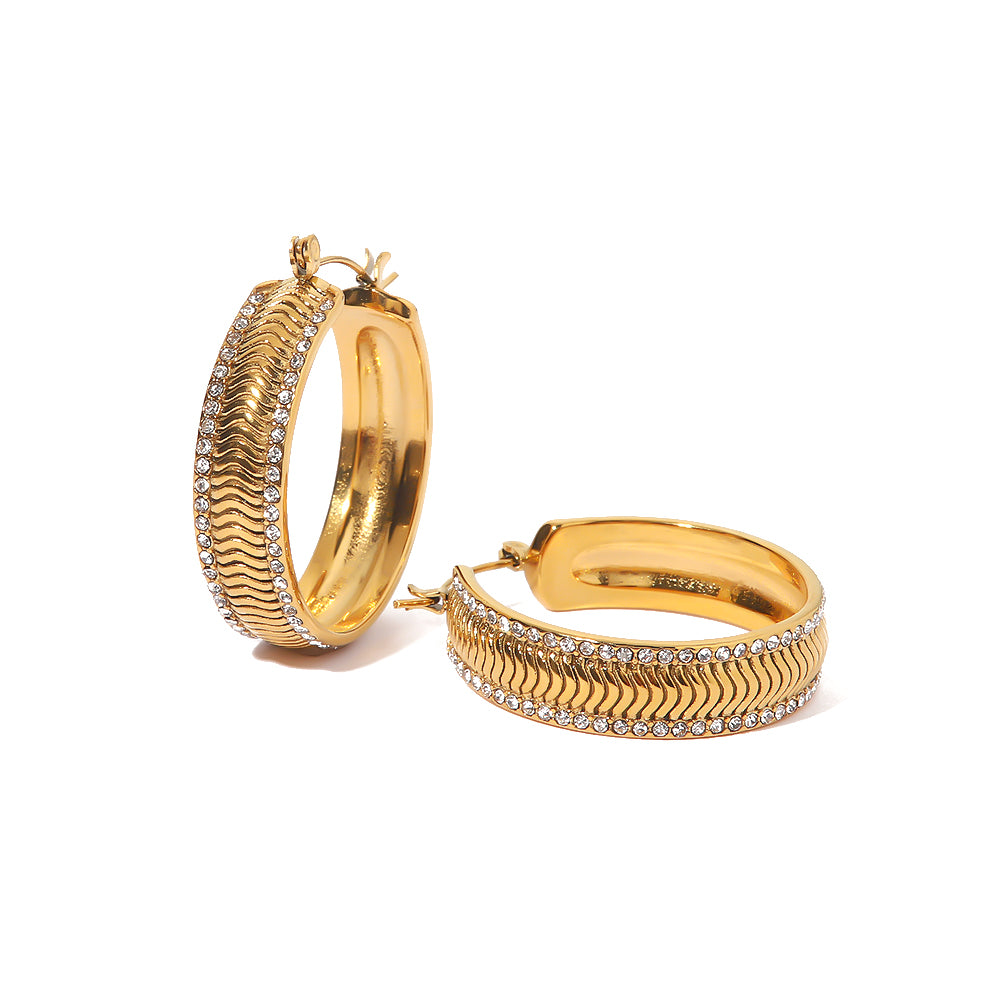 Maira Gold Zirconia Rim Hoops Stainless Steel Non Tarnish Unbranded