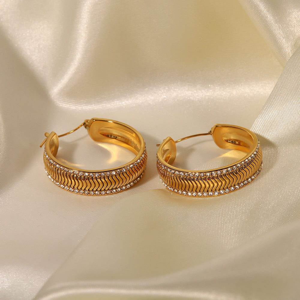 Maira Gold Zirconia Rim Hoops Stainless Steel Non Tarnish Unbranded