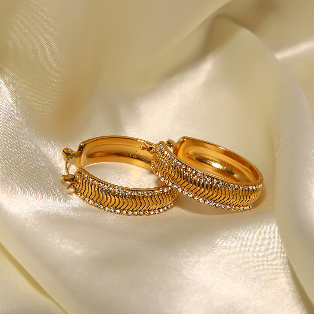 Maira Gold Zirconia Rim Hoops Stainless Steel Non Tarnish Unbranded