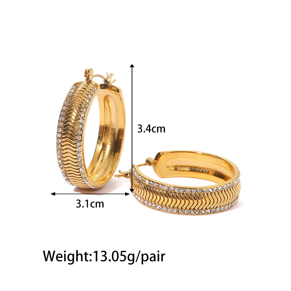 Maira Gold Zirconia Rim Hoops Stainless Steel Non Tarnish Unbranded