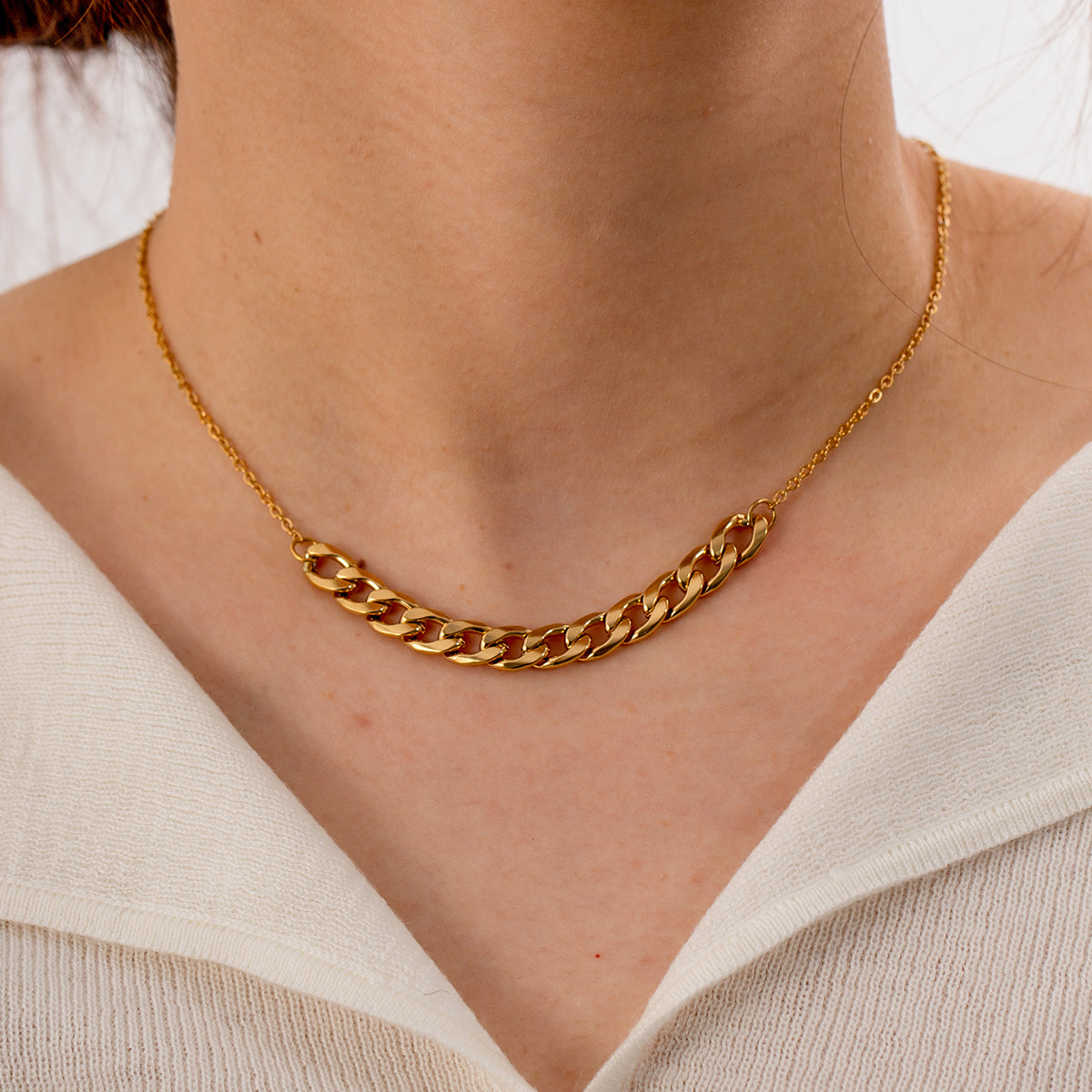 Gold Link Chain Necklace Stainless Steel Non Tarnish Unbranded