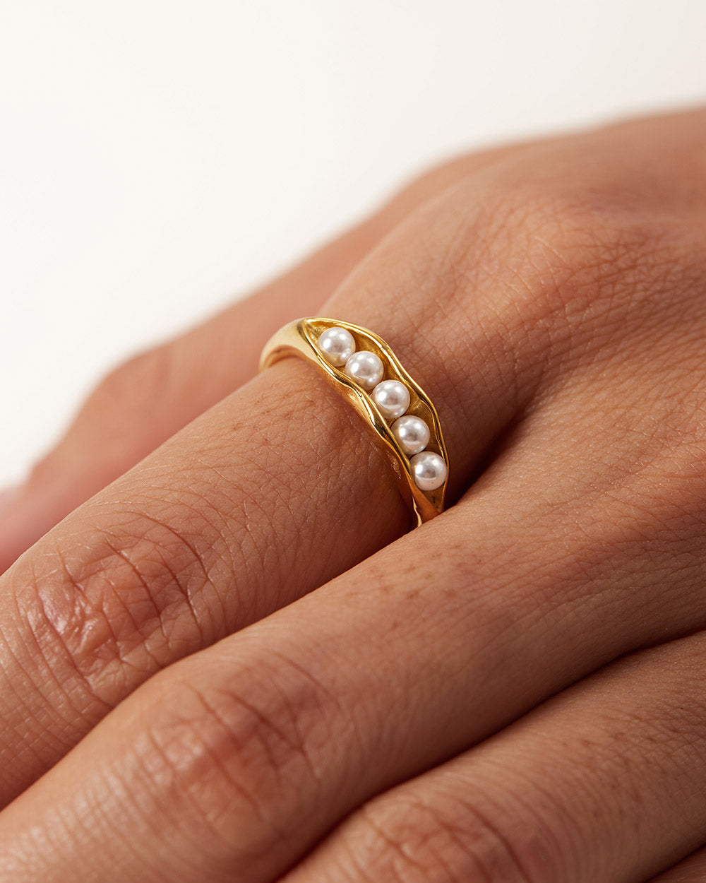 Pearl Ring Adjustable Gold Stainless Steel Non Tarnish Unbranded