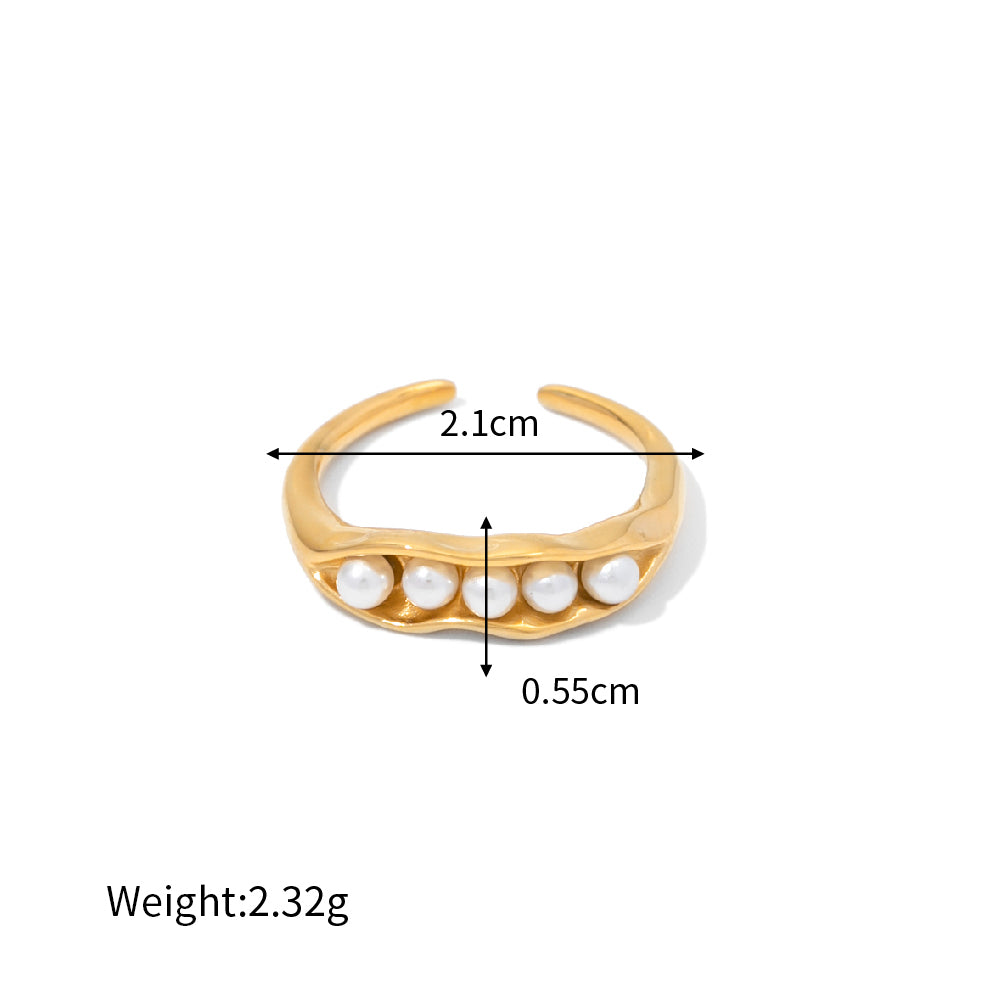 Pearl Ring Adjustable Gold Stainless Steel Non Tarnish Unbranded