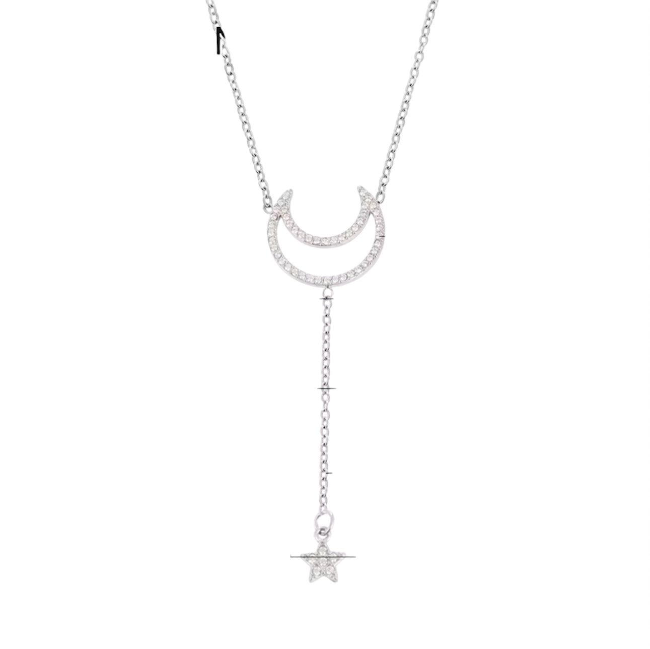 Moon & Star Stone Necklace Gold & Silver