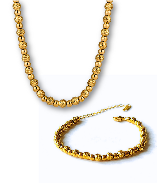 Rehma Beaded Bracelet & Necklace Set Gold & Silver Unbranded