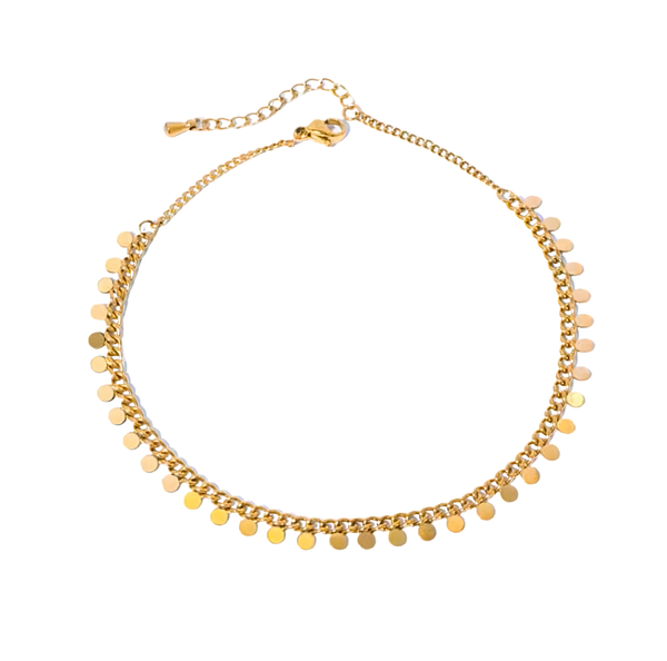 Tassel Disc Anklet Non Tarnish 18k Gold Plated Unbranded