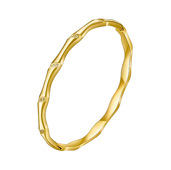Bamboo Stone Gold Bangle - Non Tarnish Unbranded