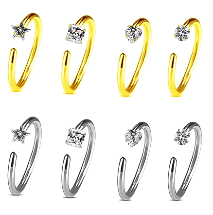 Stone Nose Ring Gold & Silver Non Tarnish Unbranded