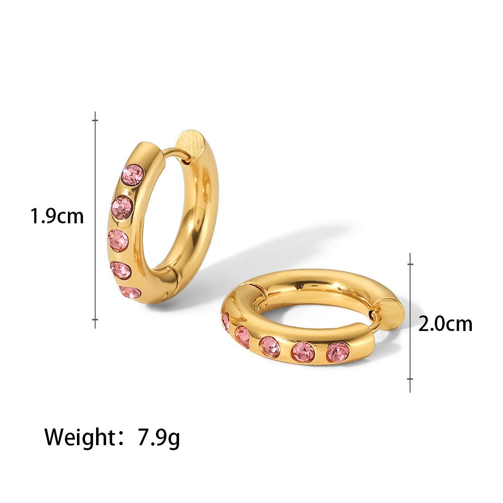 Elsie Hoops Cubic Zirconium Stone Earrings Stainless Steel Non Tarnish Unbranded