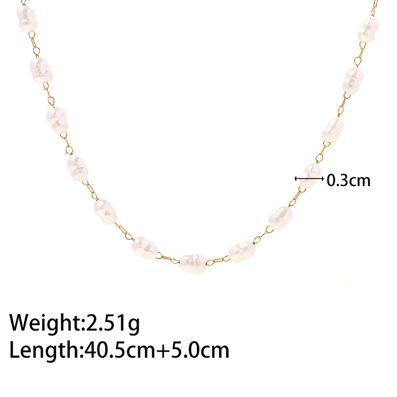 Alana Pearl Gold Necklace Stainless Steel Non Tarnish Unbranded