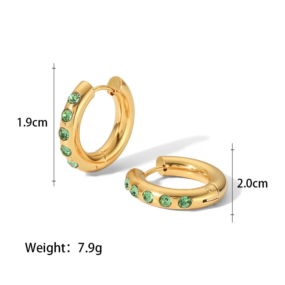 Elsie Hoops Cubic Zirconium Stone Earrings Stainless Steel Non Tarnish Unbranded