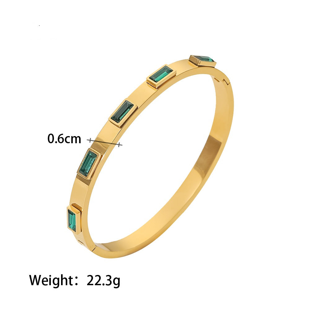 Ophelia Stone Gold Bangle Non Tarnish Stainless Steel UrbanFunkUK