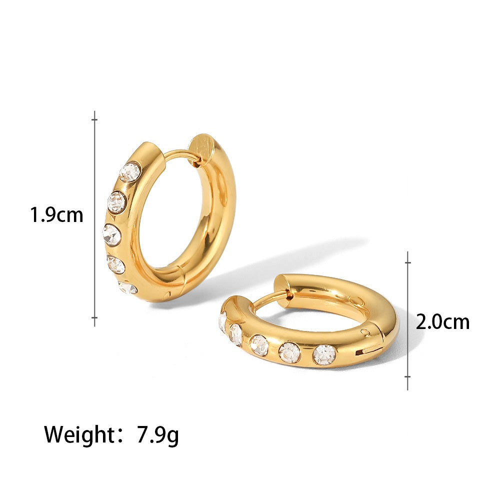 Elsie Hoops Cubic Zirconium Stone Earrings Stainless Steel Non Tarnish Unbranded