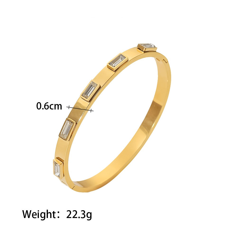 Ophelia Stone Gold Bangle Non Tarnish Stainless Steel UrbanFunkUK