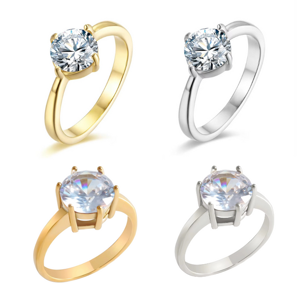 Classic Solitaire Stone Rings Unbranded