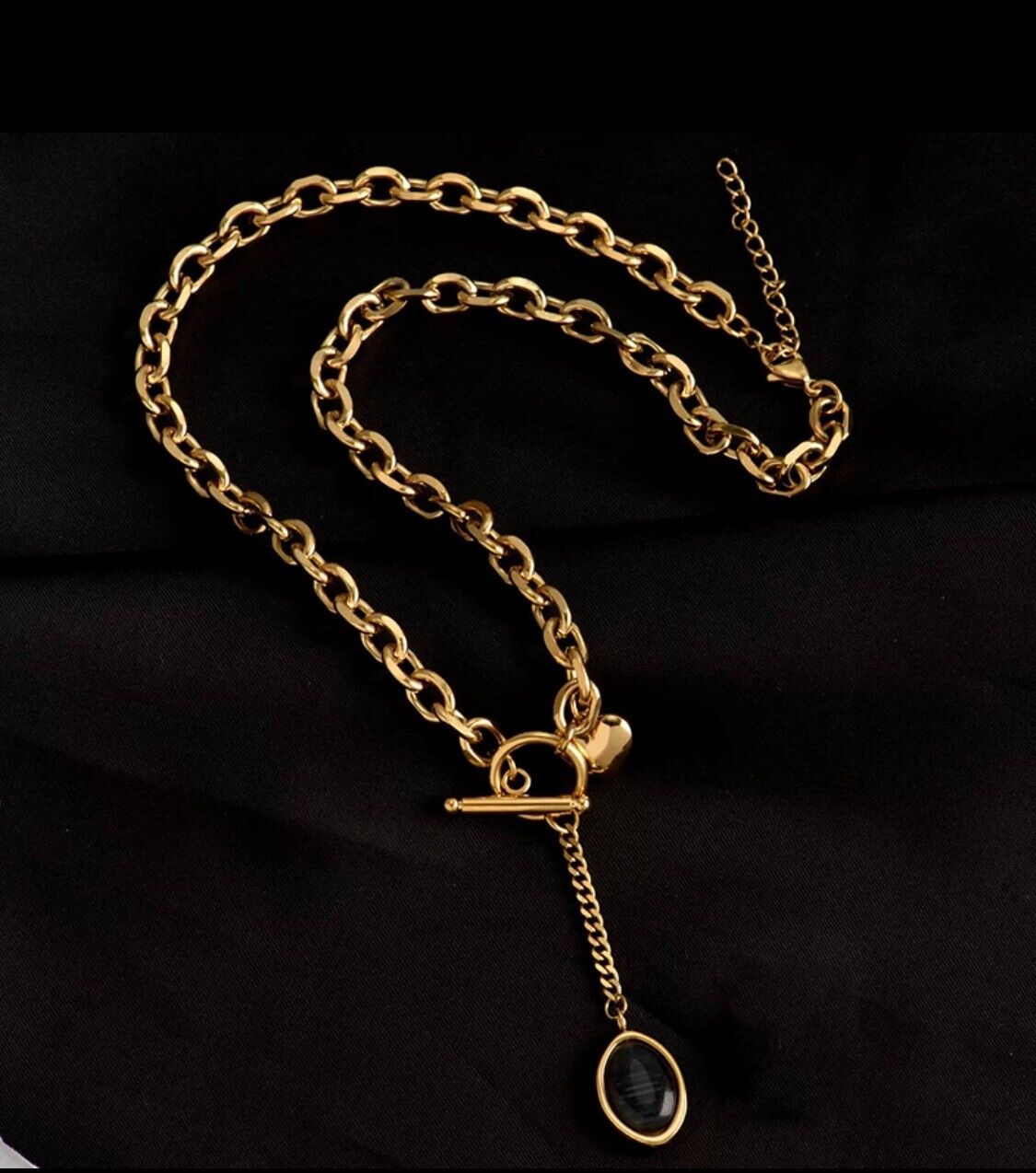 Women Ladies Stainless Steel 18K Gold Heart Charm Necklace Lariat Non Tarnish Unbranded