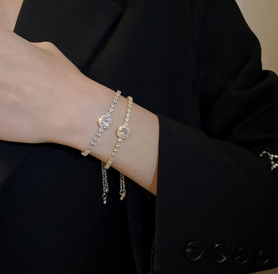 Sophia Zirconia Bracelet Women Ladies 18K Gold Plated Rhinestone Adjustable Unbranded