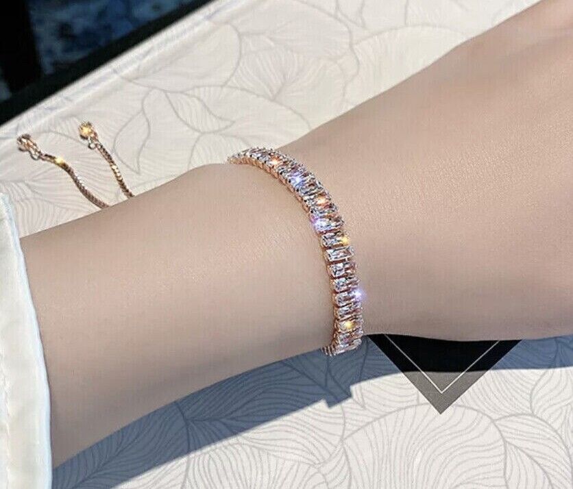 Liza Rhinestone Bracelet Women Ladies 18K Gold Plated Bling Adjustable Jewellery Unbranded