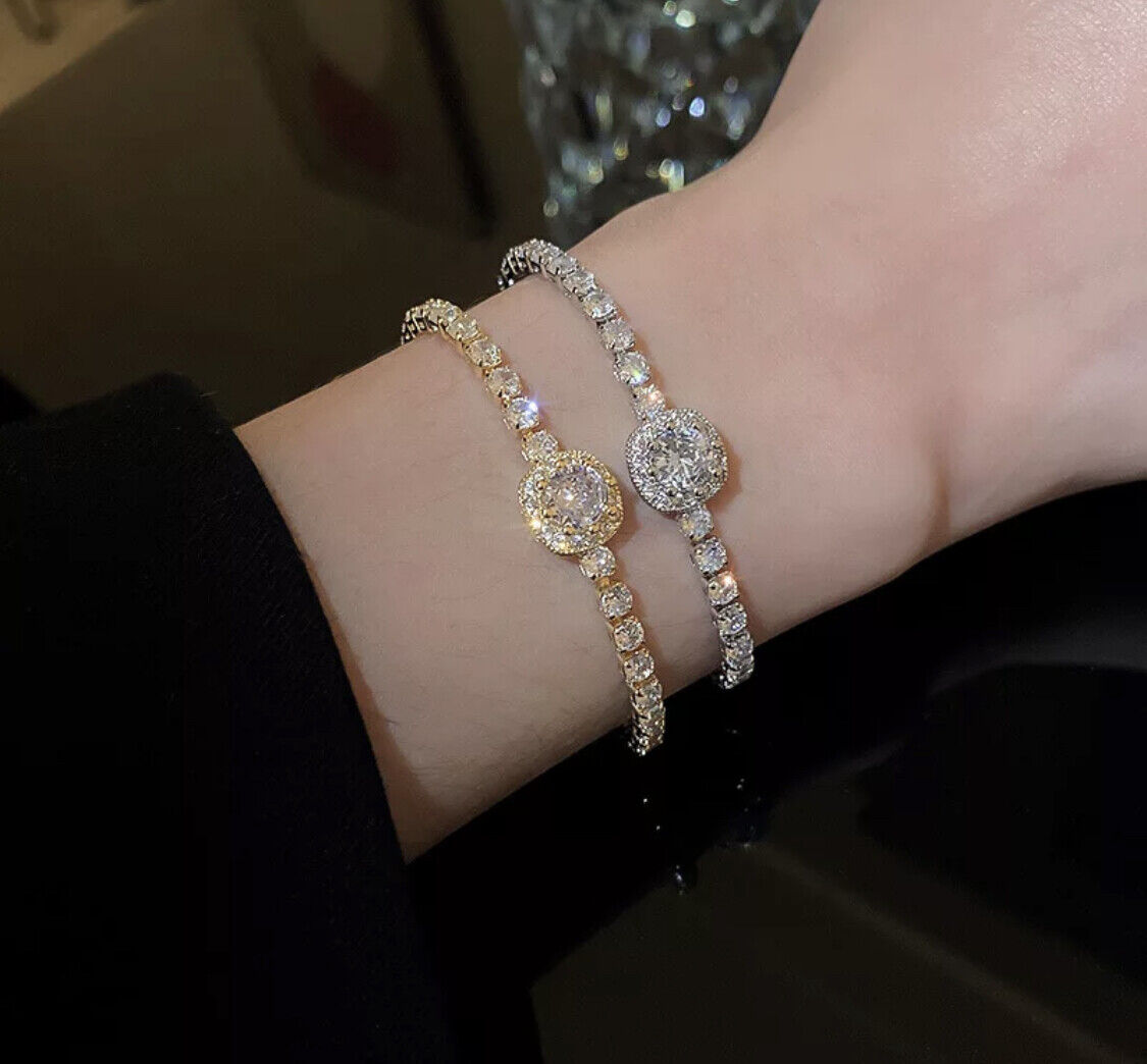 Sophia Zirconia Bracelet Women Ladies 18K Gold Plated Rhinestone Adjustable Unbranded