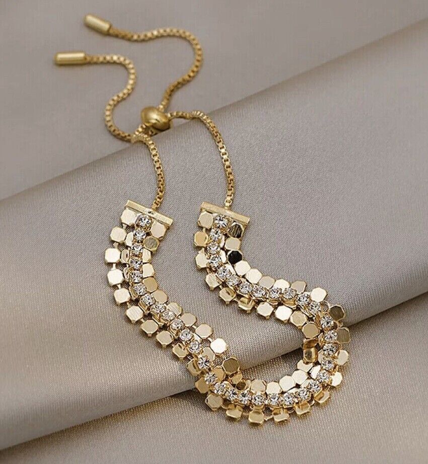 Azina 18K Gold Plated Rhinestone Toggle Bracelet Women Ladies Occasion Wedding Jewellery Unbranded