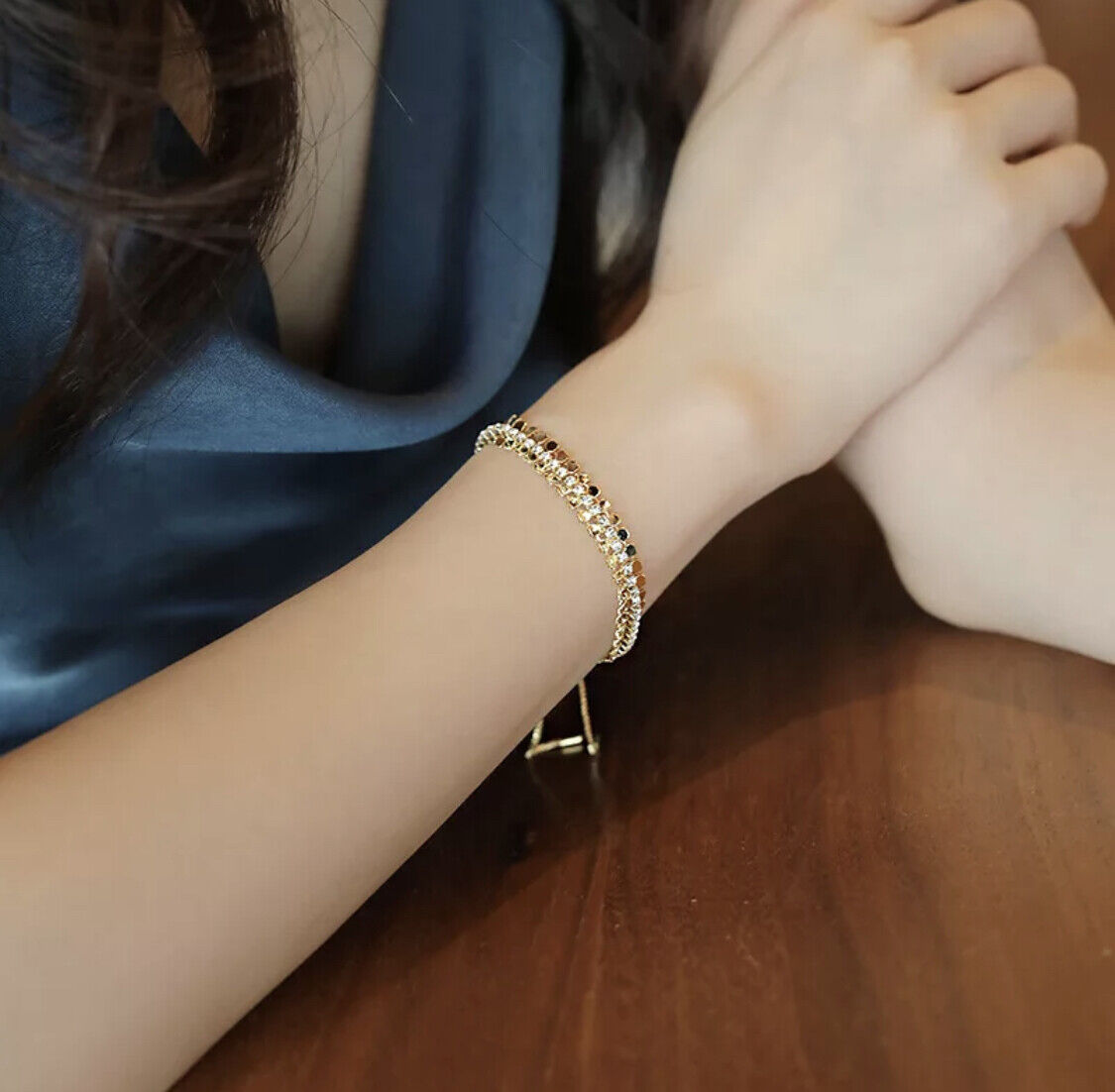 Azina 18K Gold Plated Rhinestone Toggle Bracelet Women Ladies Occasion Wedding Jewellery Unbranded